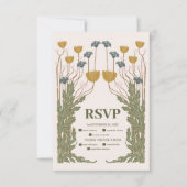 ヴィンテージフローラ結婚アールヌーボー 出欠カード (正面)