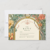 ヴィンテージフローラ結婚アールヌーボー 出欠カード (正面)