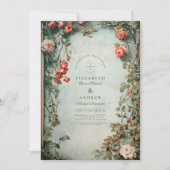 ヴィンテージフローラ結婚アールヌーボー 招待状 (正面)