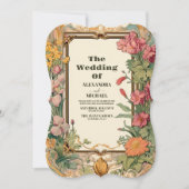 ヴィンテージフローラ結婚アールヌーボー 招待状 (正面)