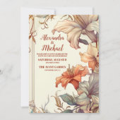 ヴィンテージフローラ結婚アールヌーボー 招待状 (正面)