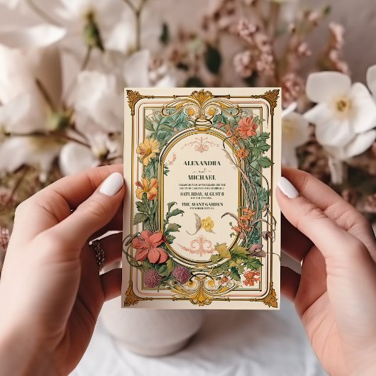 ヴィンテージフローラ結婚アールヌーボー 招待状