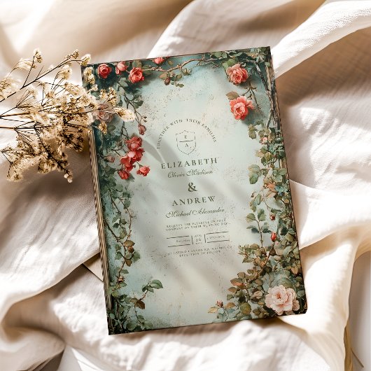 ヴィンテージフローラ結婚アールヌーボー 招待状