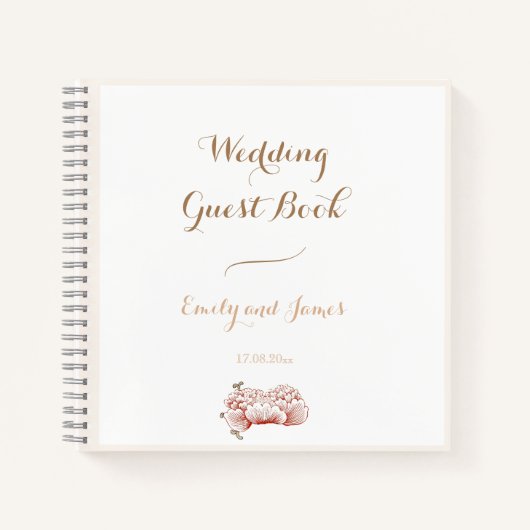 ヴィンテージフローラ結婚オーナメントのゲストブック ノートブック (正面)