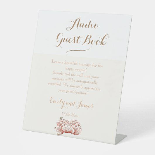ヴィンテージフローラ結婚オーナメントのゲストブック 台座サイン (正面)