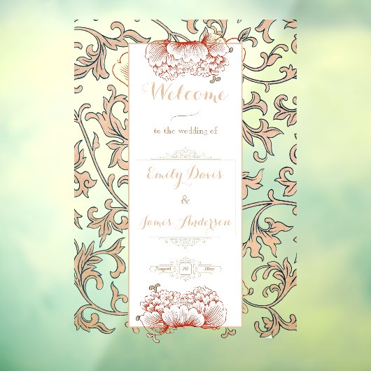 ヴィンテージフローラ結婚オーナメントの巻き戻し可能バナー ウィンドウサイン (シート3)