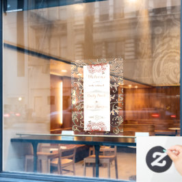 ヴィンテージフローラ結婚オーナメントの巻き戻し可能バナー ウィンドウサイン