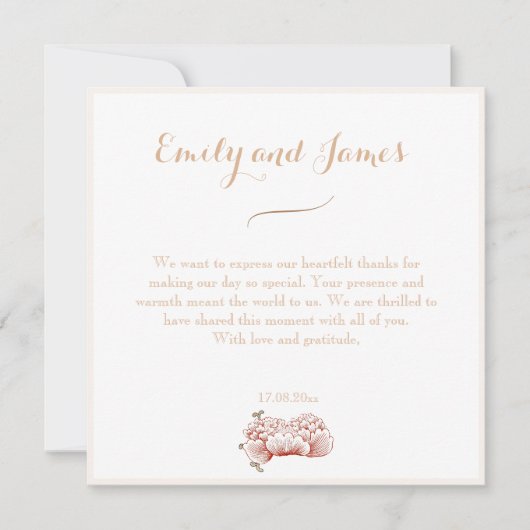 ヴィンテージフローラ結婚オーナメント サンキューカード (正面)