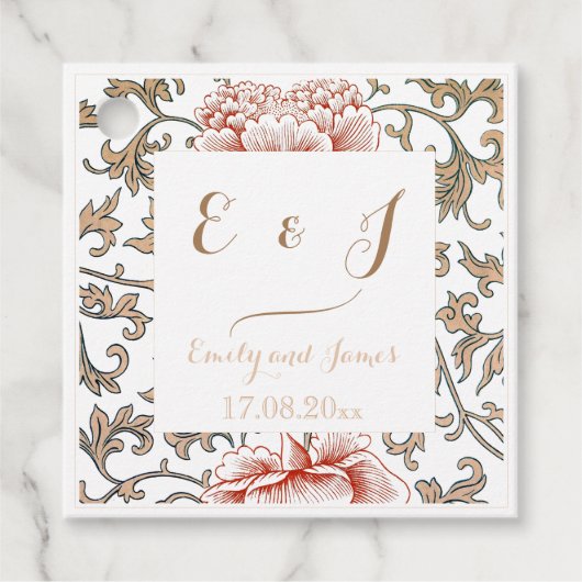 ヴィンテージフローラ結婚オーナメント フェイバータグ (正面)