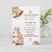 ヴィンテージフローラ結婚ケーキベル 招待状 (スタンド正面)