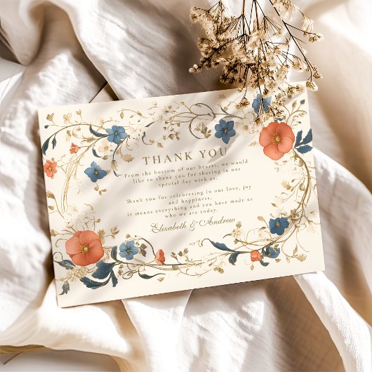 ヴィンテージフローラ結婚シダ サンキューカード