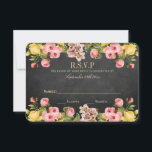 ヴィンテージフローラ結婚シャルボードコレクション 出欠カード<br><div class="desc">ヴィンテージフローラ結婚のデザインはで素晴らし、黒板効果の背景に美しいヴィンテージスタイルの花が咲く。これらのRSVPカードはパーソナライズされた、あなたの特別な機会のために使用することができ、任意の結婚ブライダルシャワー、婚約パーティ、誕生日パーティーや多くの多くの場合、完璧な挿入をする。</div>