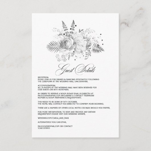 ヴィンテージフローラ結婚ズゲスト詳細 エンクロージャーカード (正面)