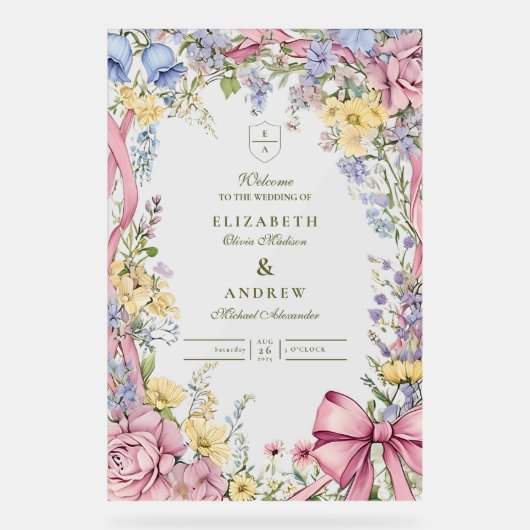 ヴィンテージフローラ結婚フレーム アクリルサイン (正面)