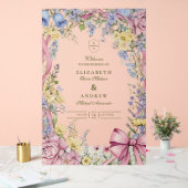 ヴィンテージフローラ結婚フレーム アクリルサイン (ウェディング)