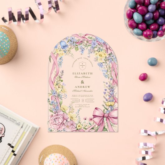 ヴィンテージフローラ結婚フレーム アクリル招待状 (インサイチュ (お祝い))