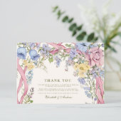 ヴィンテージフローラ結婚フレーム サンキューカード (スタンド正面)