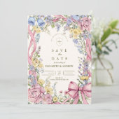 ヴィンテージフローラ結婚フレーム セーブザデート (スタンド正面)