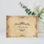 ヴィンテージフローラ結婚ブラウンサンキューカード サンキューカード (スタンド正面)