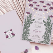 ヴィンテージフローラ結婚ラベンダーバラ金ゴールド 箔招待状