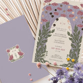 ヴィンテージフローラ結婚ラベンダーバラ金ゴールド 箔招待状