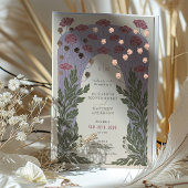 ヴィンテージフローラ結婚ラベンダーバラ金ゴールド 箔招待状