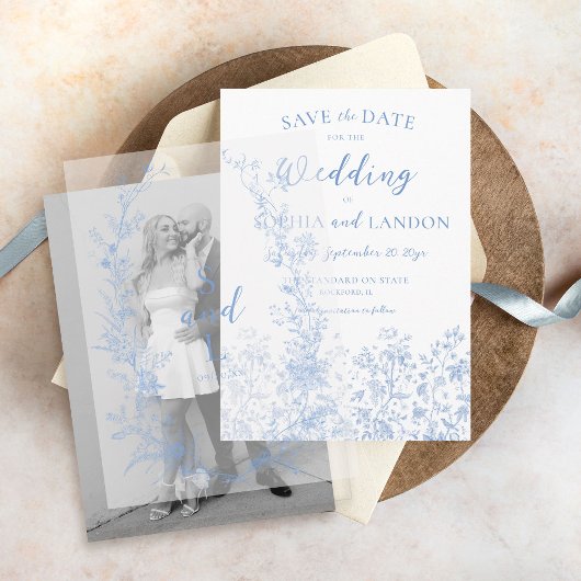 ヴィンテージフローラ結婚リースモノグラムオーバーレイ ベラム紙招待状