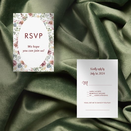 ヴィンテージフローラ結婚ロマンチック応答カード 出欠カード