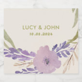 ヴィンテージフローラ結婚式の引き出物ラベルラベンダー スパークリングワインラベル (シングルラベル)