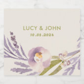 ヴィンテージフローラ結婚式の引き出物ラベルラベンダー スパークリングワインラベル (シングルラベル)