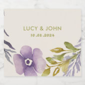 ヴィンテージフローラ結婚式の引き出物ラベルラベンダー スパークリングワインラベル (シングルラベル)