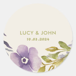 ヴィンテージフローラ結婚式の引き出物ラベルラベンダー ラウンドシール