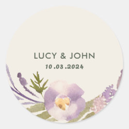 ヴィンテージフローラ結婚式の引き出物ラベルラベンダー ラウンドシール