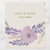 ヴィンテージフローラ結婚式の引き出物ラベルラベンダー ワインラベル (シングルラベル)