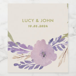 ヴィンテージフローラ結婚式の引き出物ラベルラベンダー ワインラベル