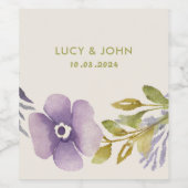 ヴィンテージフローラ結婚式の引き出物ラベルラベンダー ワインラベル (シングルラベル)