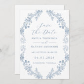 ヴィンテージフローラ結婚式の日付の保存 セーブザデート (正面/裏面)