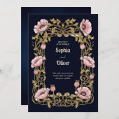 ヴィンテージフローラ結婚式招待状カード 招待状 (正面/裏面)