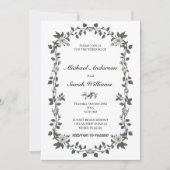 ヴィンテージフローラ結婚式招待状ブラックつる植物 招待状 (正面)