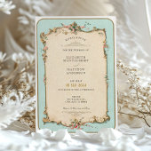 ヴィンテージフローラ結婚式招待状(ミントアクセント付) 招待状