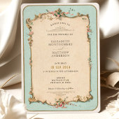 ヴィンテージフローラ結婚式招待状（ミントアクセント付） 招待状