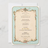 ヴィンテージフローラ結婚式招待状(ミントアクセント付) 招待状 (正面)