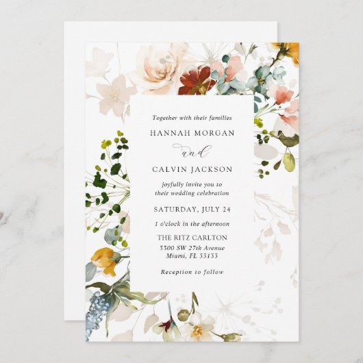 ヴィンテージフローラ結婚式招待状 招待状 (正面/裏面)