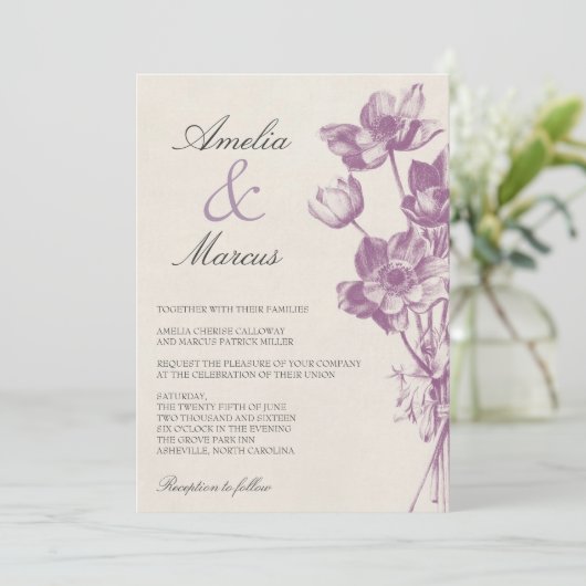 ヴィンテージフローラ結婚式招待状 招待状 (スタンド正面)