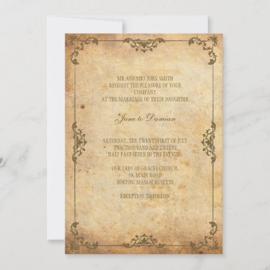 ヴィンテージフローラ結婚式招待状 招待状 (正面)