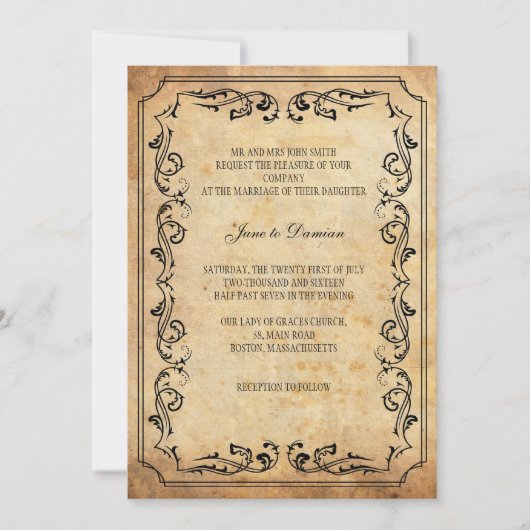 ヴィンテージフローラ結婚式招待状 招待状 (正面)