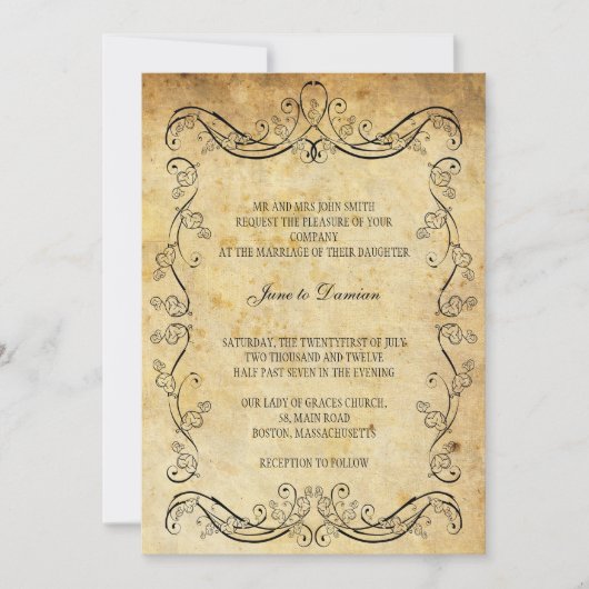 ヴィンテージフローラ結婚式招待状 招待状 (正面)