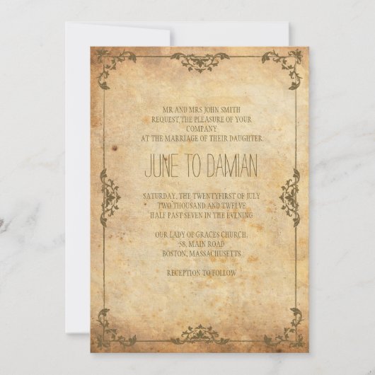 ヴィンテージフローラ結婚式招待状 招待状 (正面)