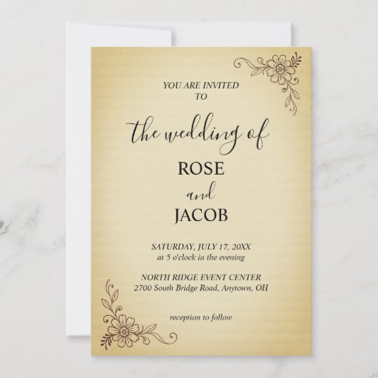 ヴィンテージフローラ結婚式招待状 招待状 (正面)