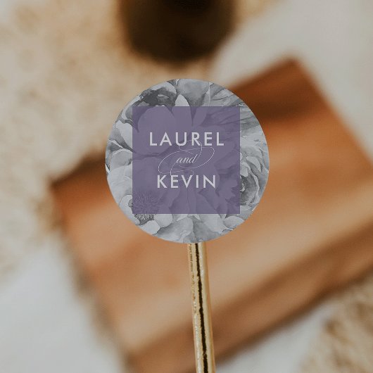 ヴィンテージフローラ結婚式用シール |バイオレット ラウンドシール